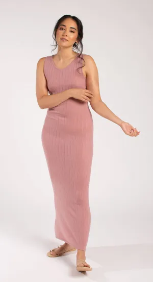 Cashmere Sleeveless Ribbed Maxi Dress