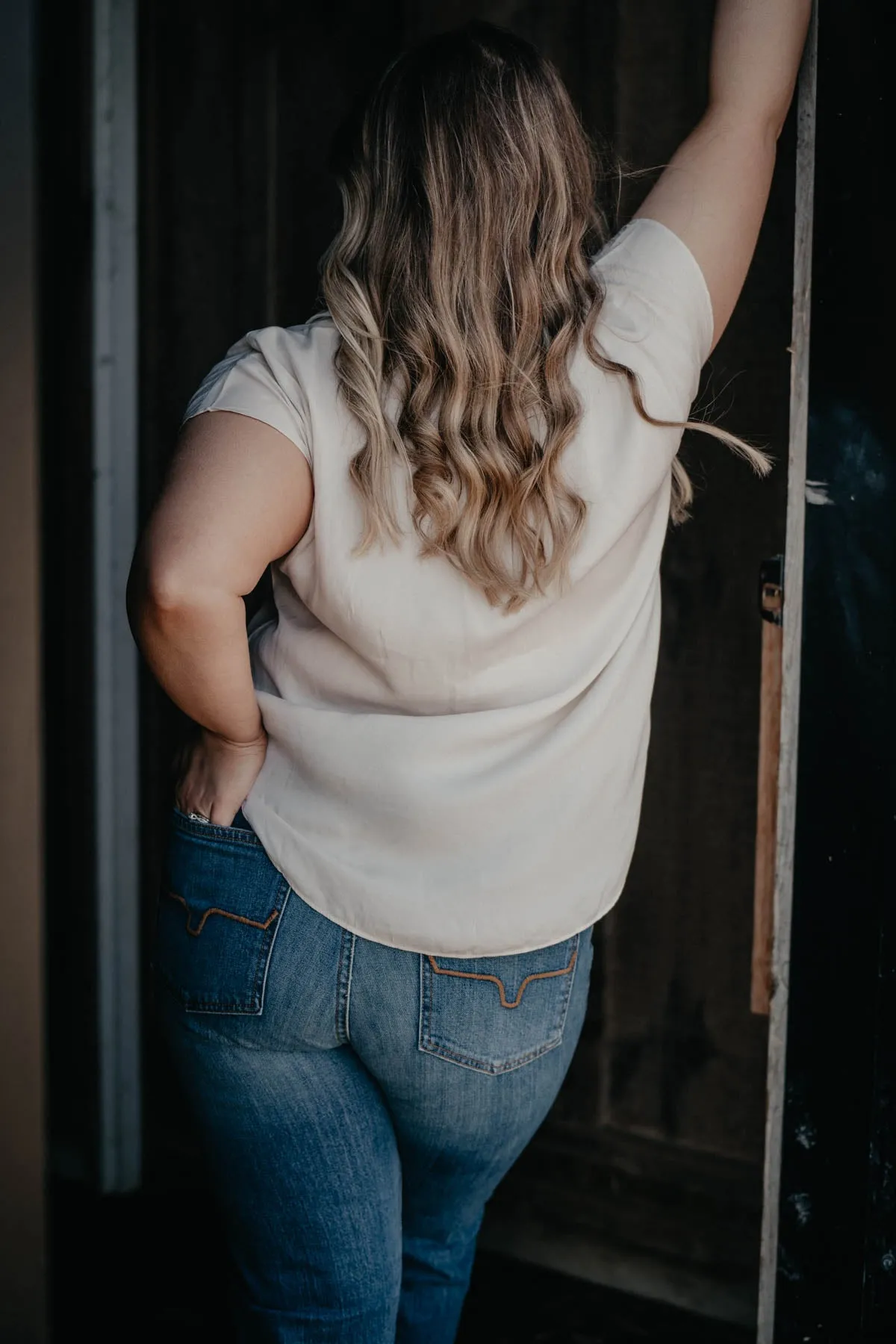 'Cassidy' Ivory Capped Sleeve Button Down Top (S - L)