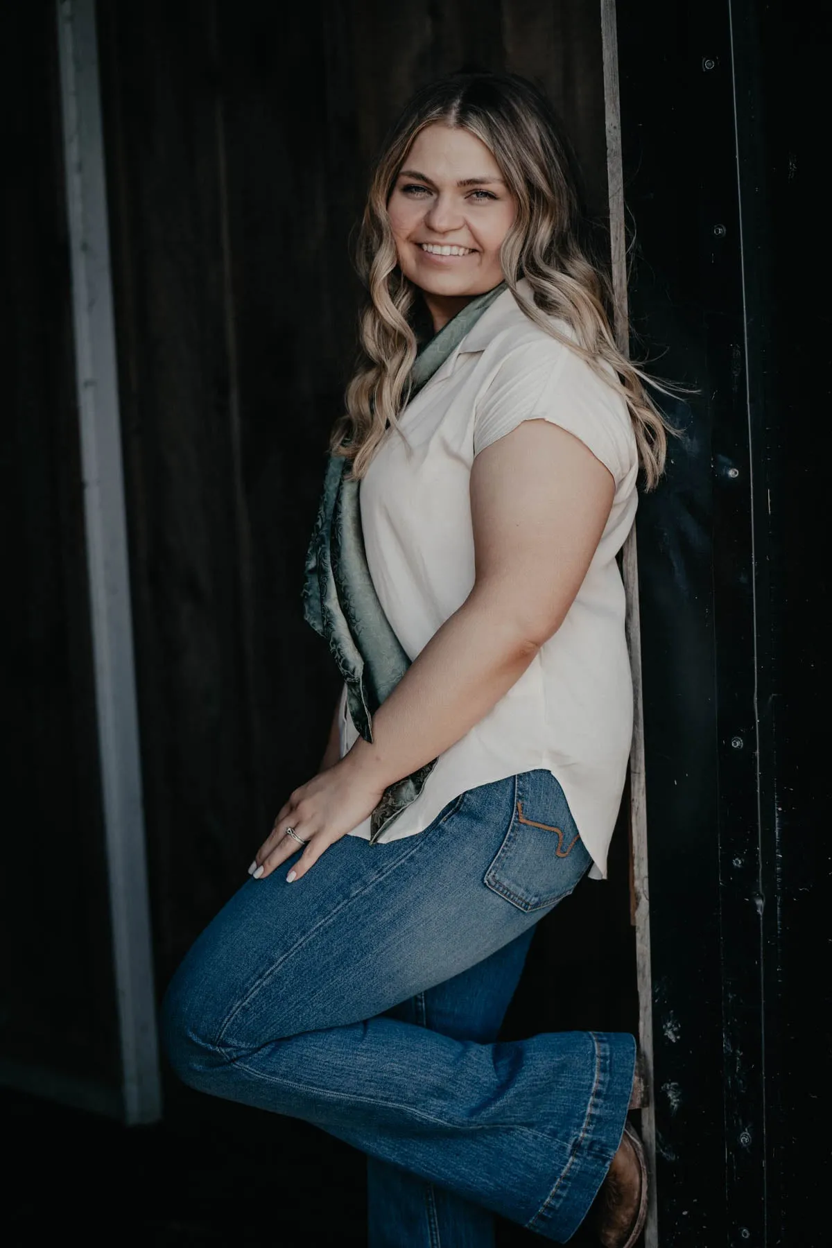 'Cassidy' Ivory Capped Sleeve Button Down Top (S - L)