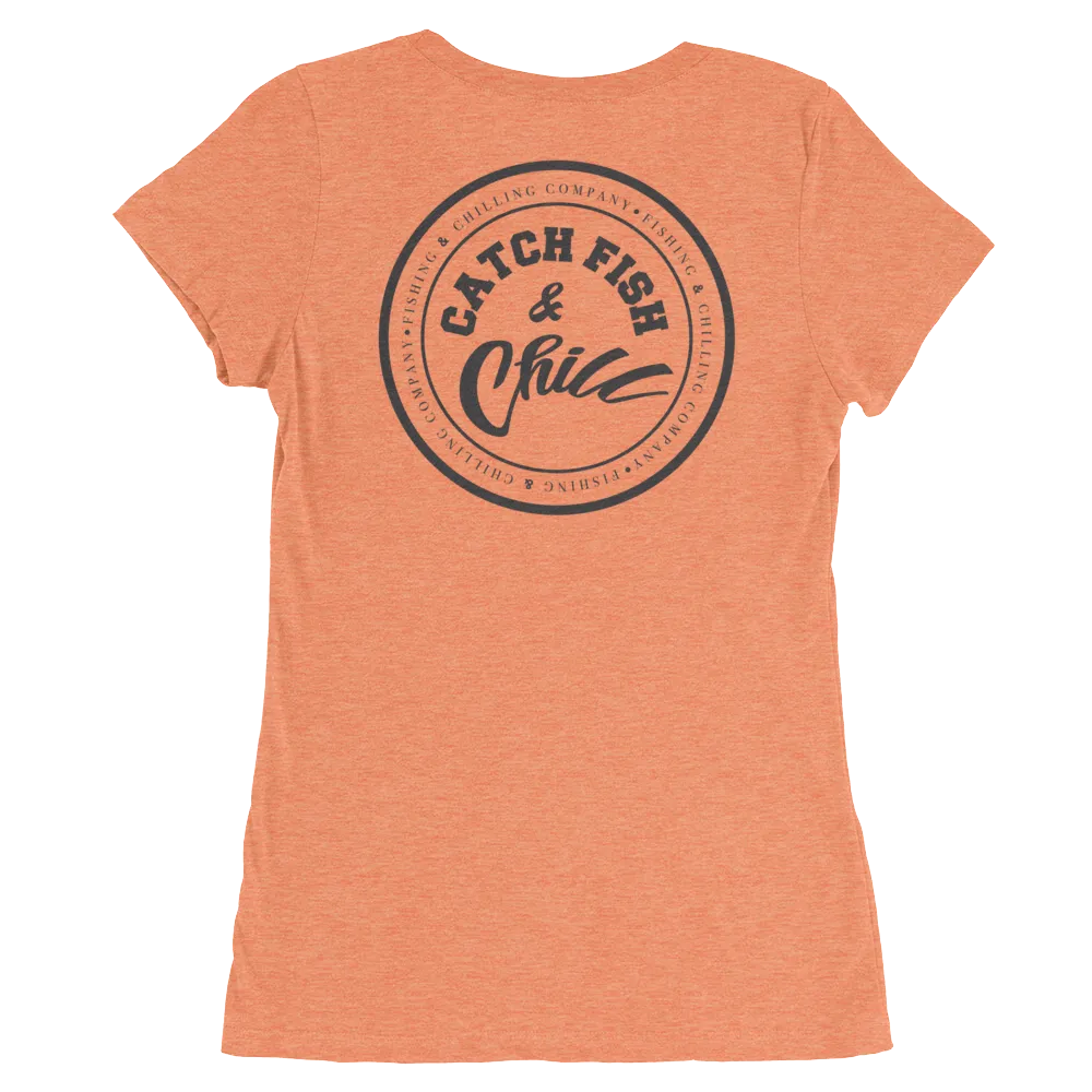 CATCH FISH & CHILL WOMENS BLACK LOGO TRI-BLEND TEE