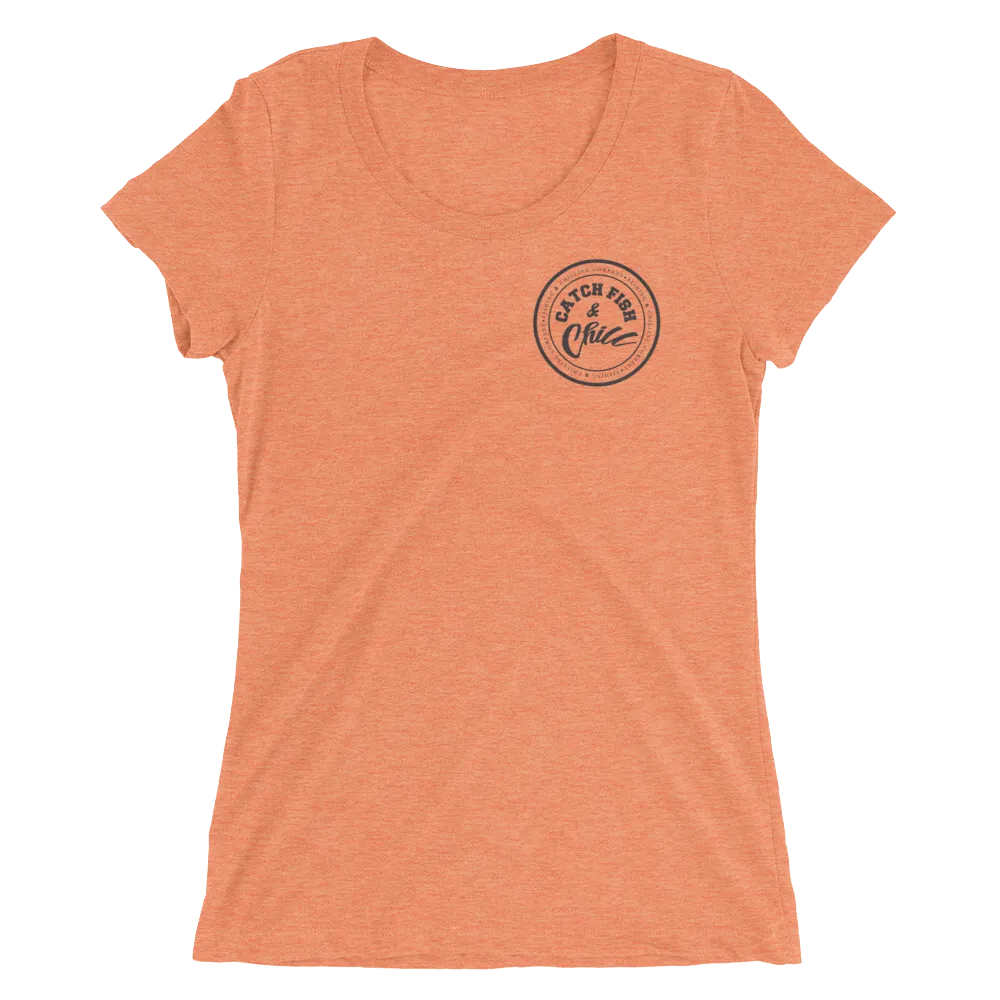 CATCH FISH & CHILL WOMENS BLACK LOGO TRI-BLEND TEE