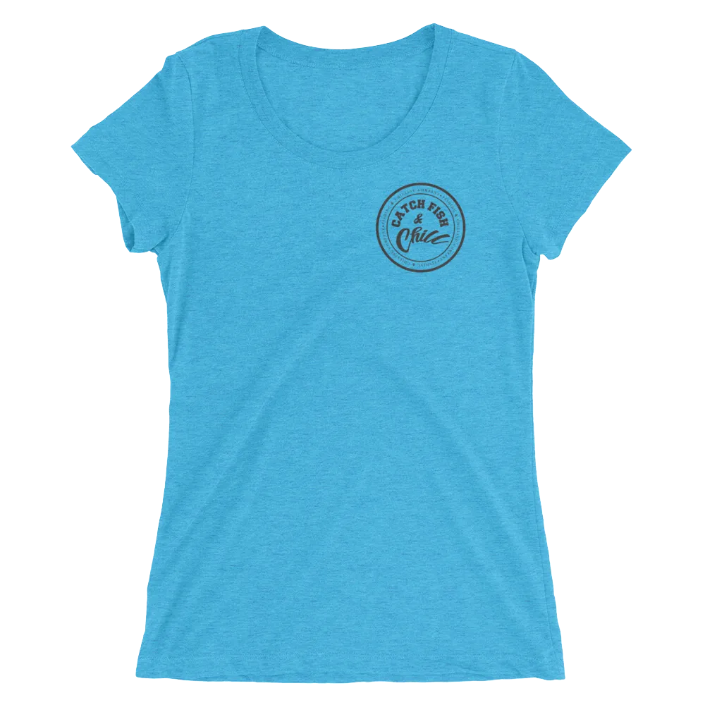CATCH FISH & CHILL WOMENS BLACK LOGO TRI-BLEND TEE