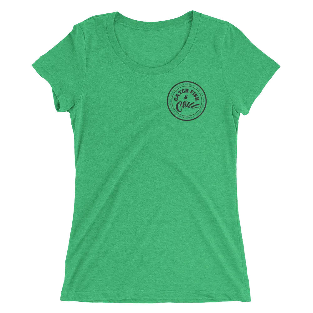 CATCH FISH & CHILL WOMENS BLACK LOGO TRI-BLEND TEE