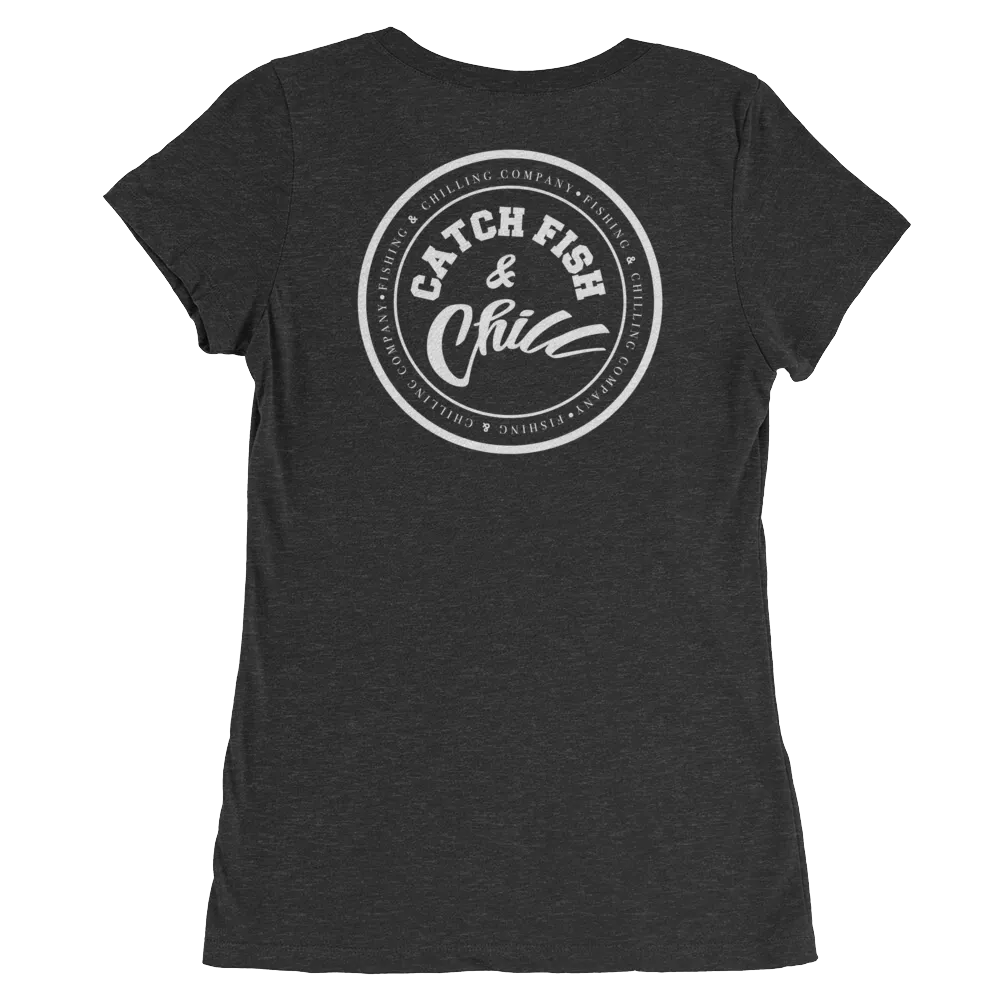 CATCH FISH & CHILL WOMENS WHITE LOGO TRI-BLEND TEE