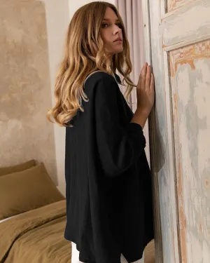 Cathy - Linen Blouse in Black