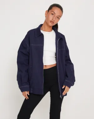 Cavitana Jacket in Deep Blue with White Top Stitch
