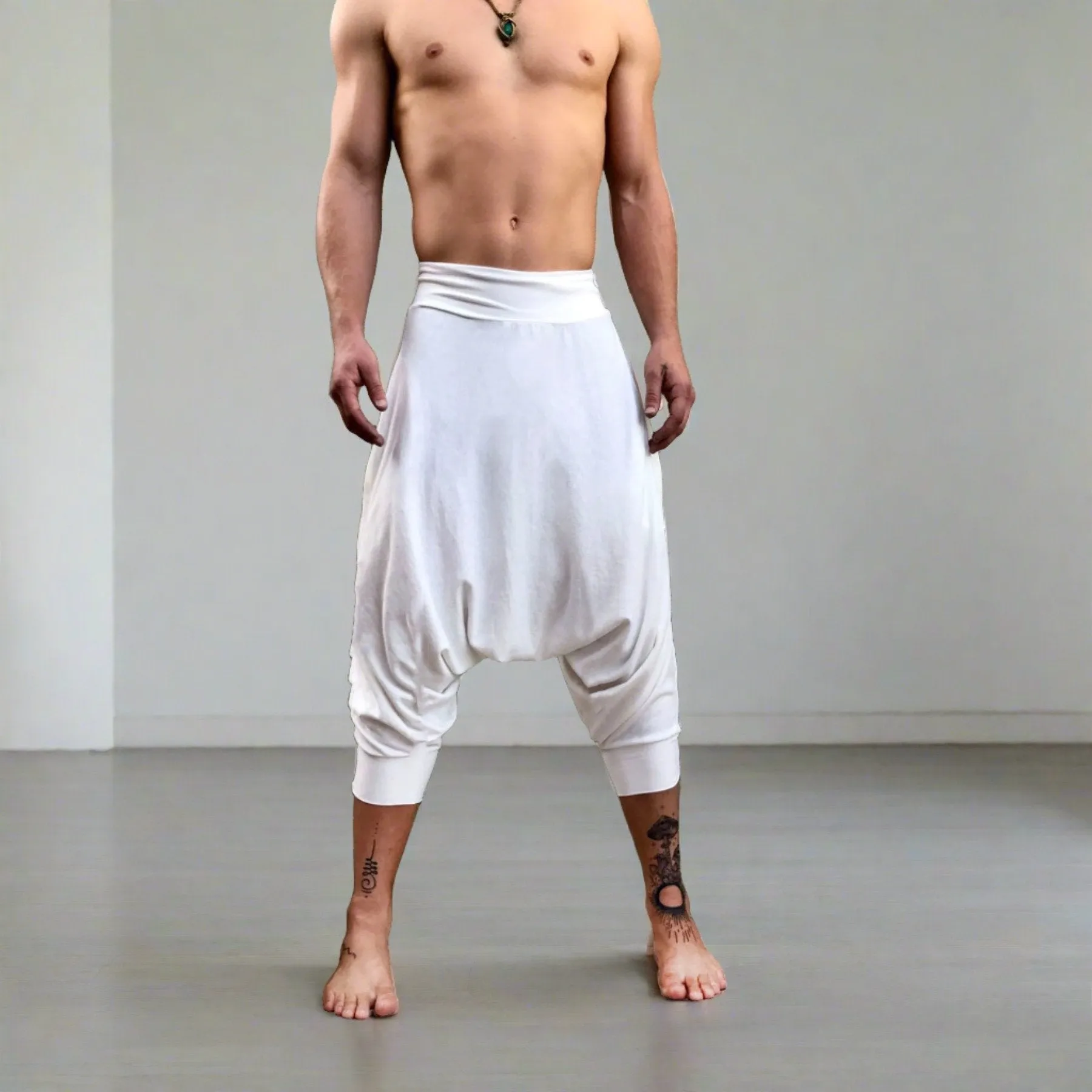 Ceremonial White | Shorter Drop Pants | Him