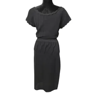 CHANEL - 08A Fall 2008 - Pointelle Knit Off Shoulder Dress - Black - FR 44 US 12