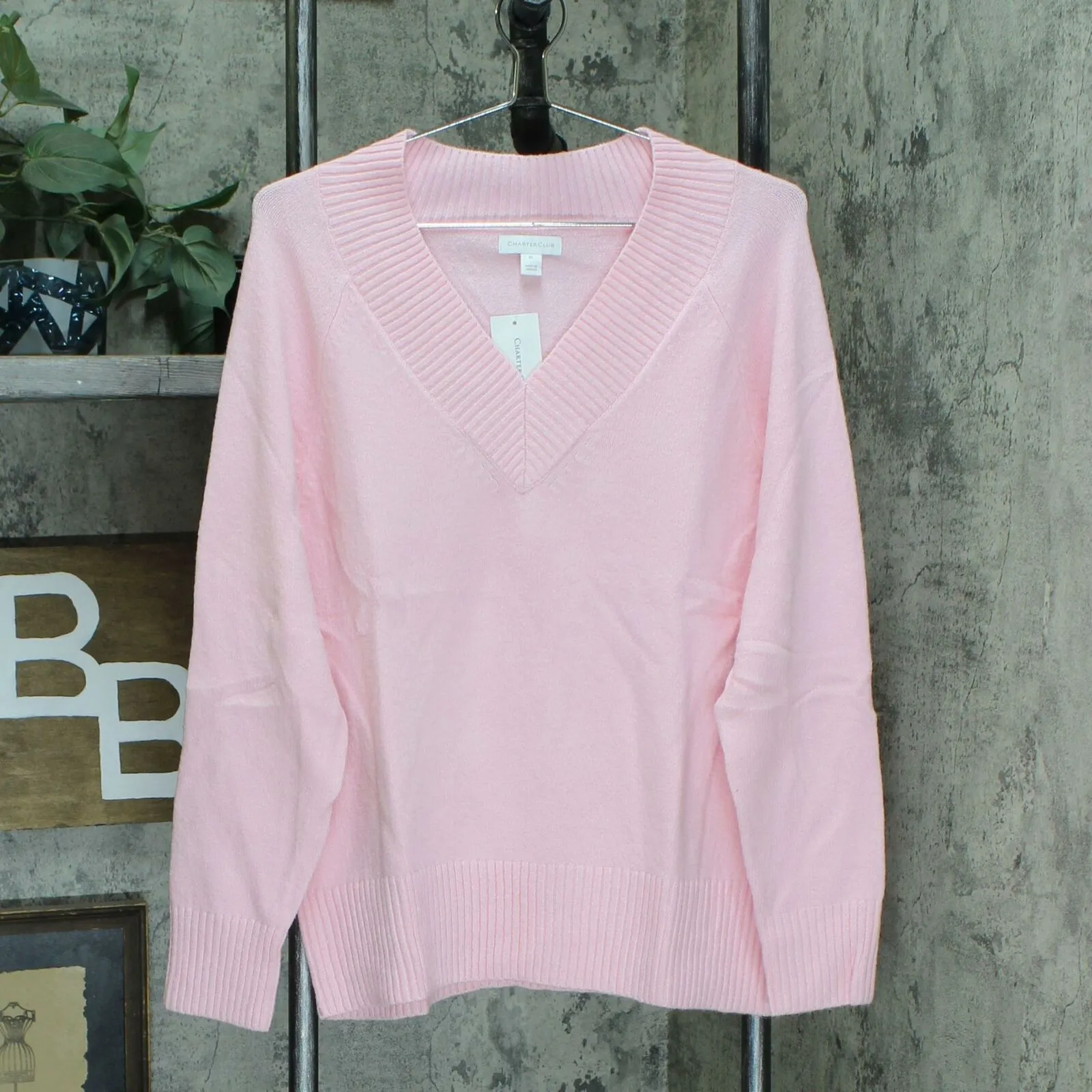 Charter Club Women's Wide Ribbed Trim V-Neck Pullover Sweater