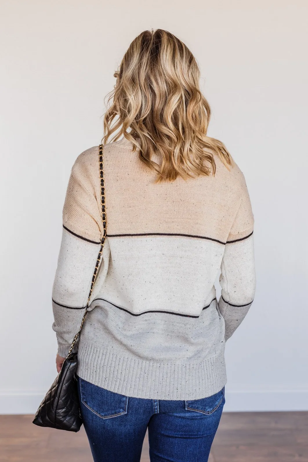 Cheering You On Color Block Sweater- Oatmeal