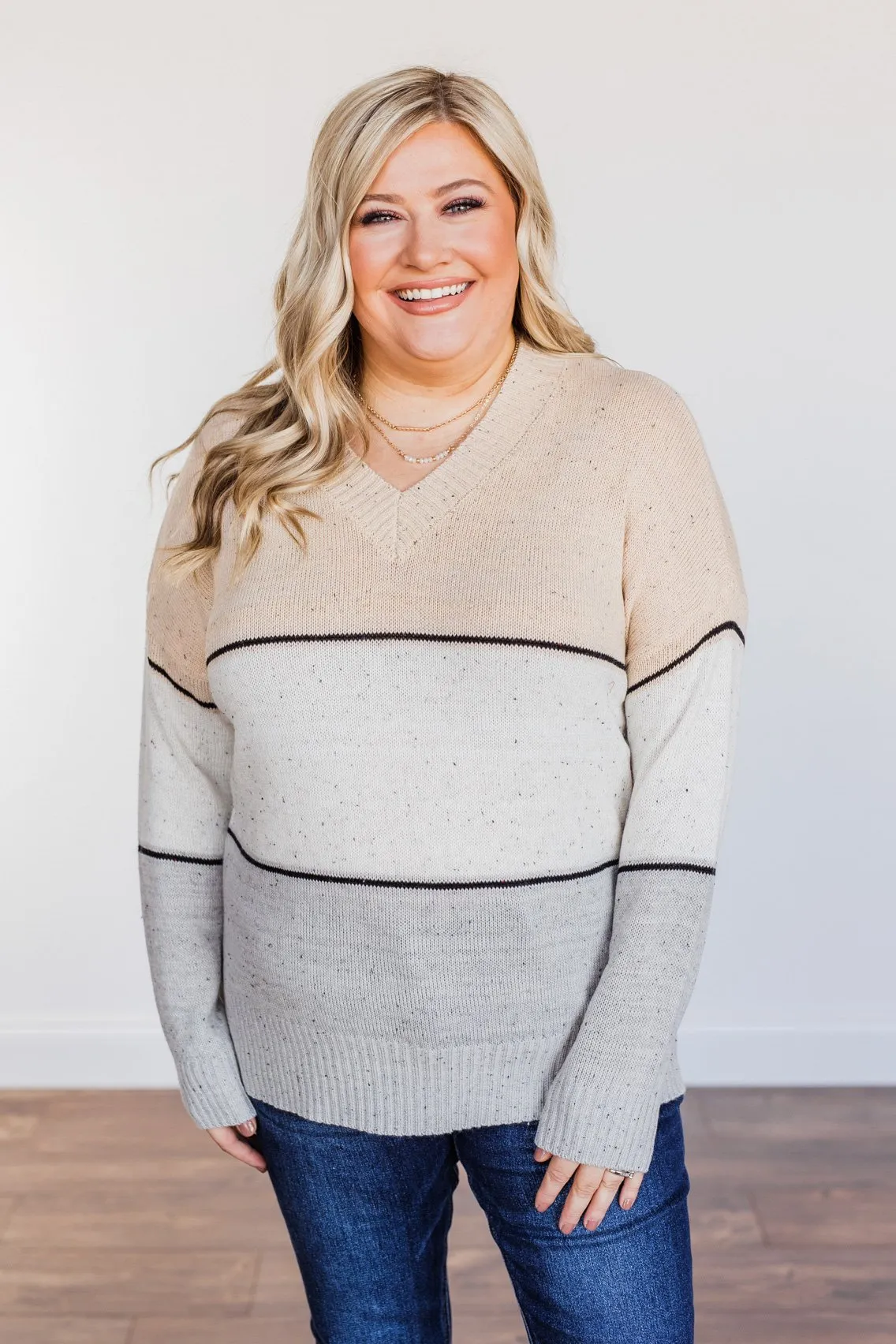 Cheering You On Color Block Sweater- Oatmeal