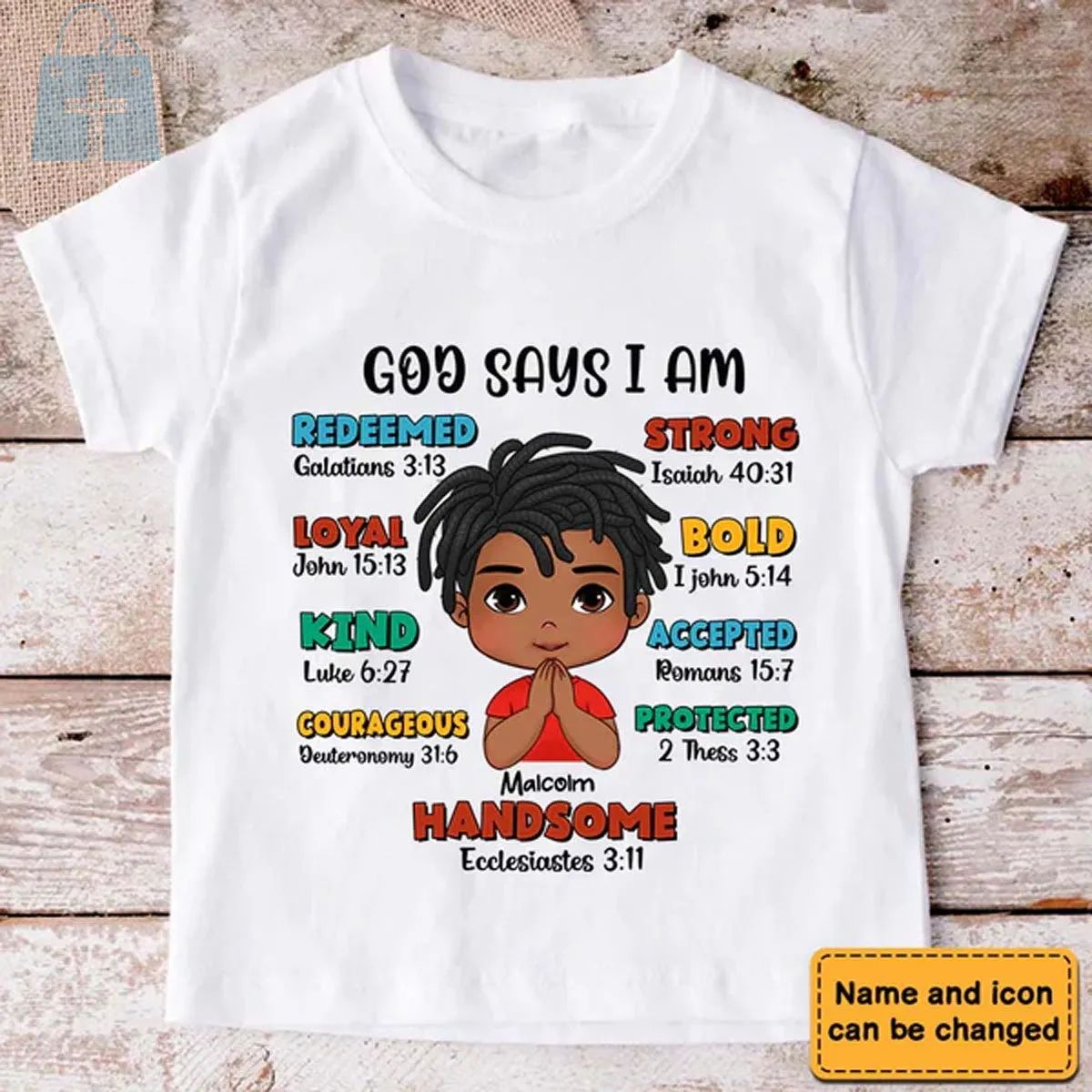 Christianartbag T-shirt, God Says Bible Verses T-Shirt, Children's Printed T-Shirts, CABTK03090923.