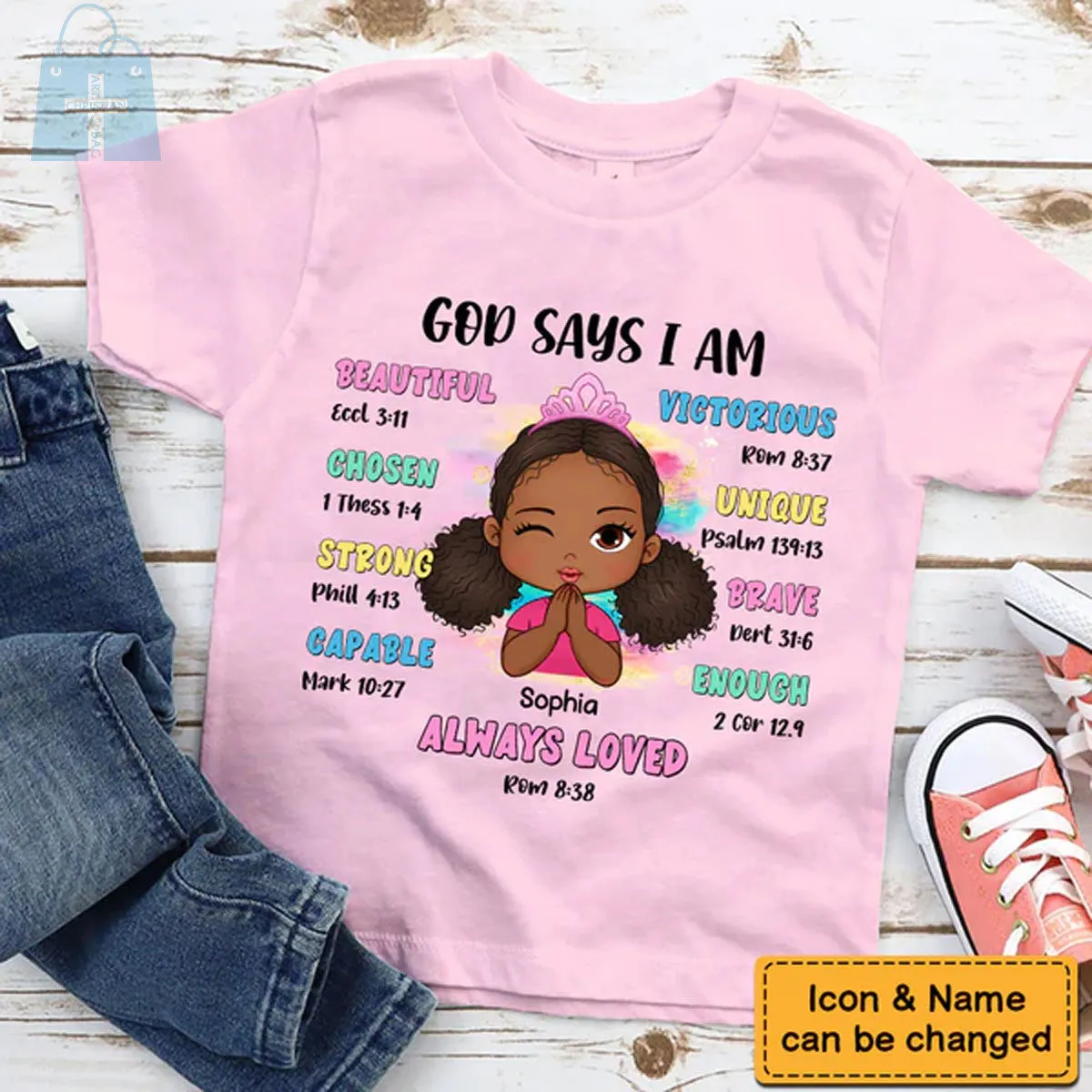Christianartbag T-shirt, God Says Bible Verses T-Shirt, Children's Printed T-Shirts, CABTK03090923.
