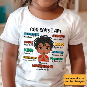 Christianartbag T-shirt, God Says Bible Verses T-Shirt, Children's Printed T-Shirts, CABTK03090923.