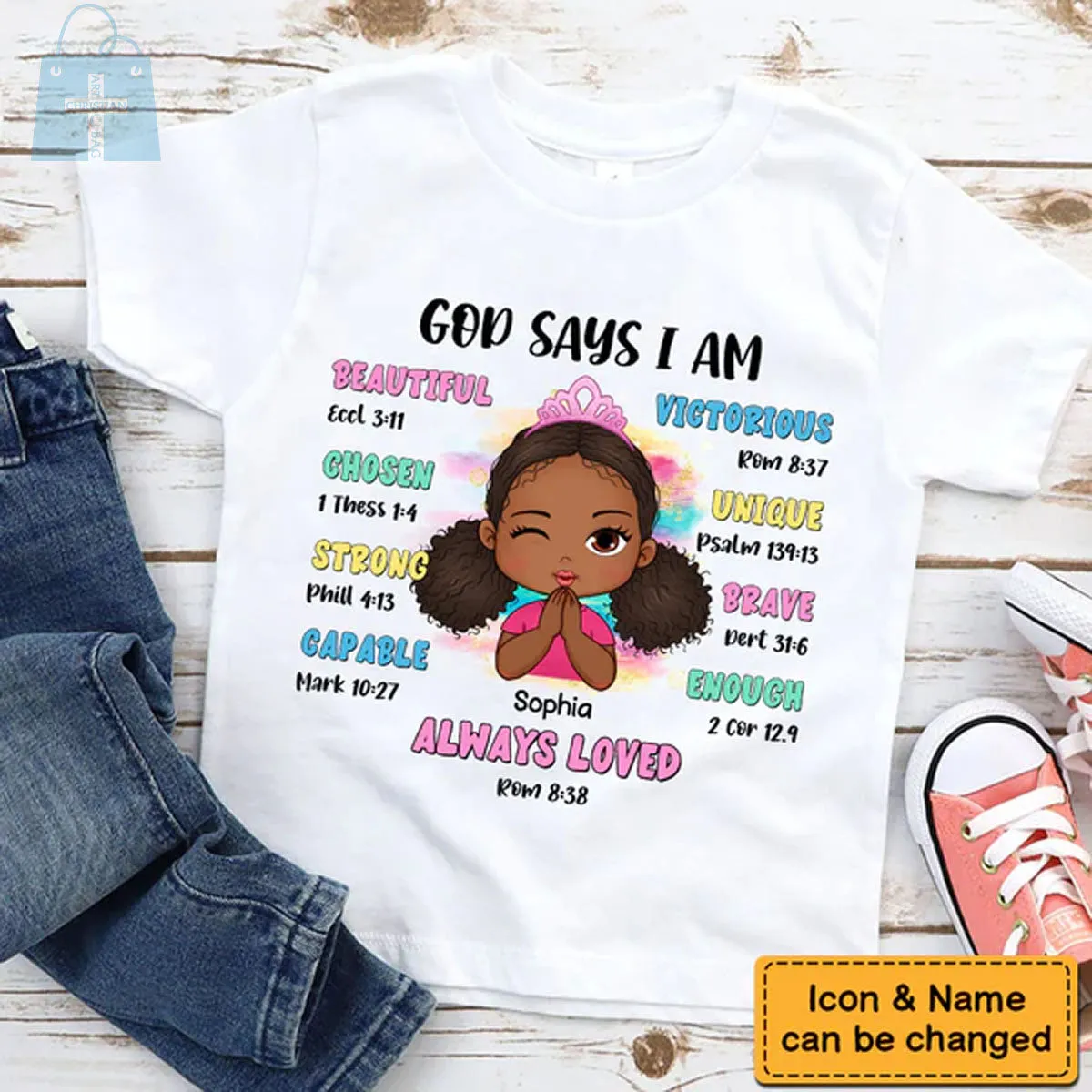 Christianartbag T-shirt, God Says Bible Verses T-Shirt, Children's Printed T-Shirts, CABTK03090923.
