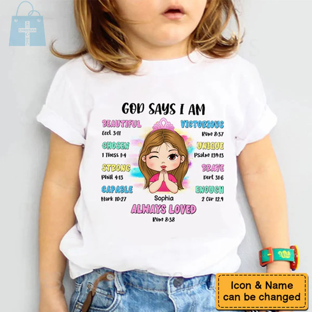 Christianartbag T-shirt, God Says Bible Verses T-Shirt, Children's Printed T-Shirts, CABTK03090923.