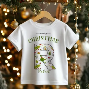Christmas Dinosaur Theme Personalised Toddler & Kids T Shirt