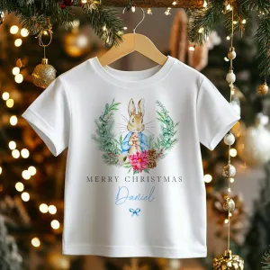 Christmas Peter Rabbit Inspired Boy Personalised Toddler & Kids T Shirt