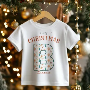Christmas Reindeer Pattern Personalised Toddler & Kids T Shirt