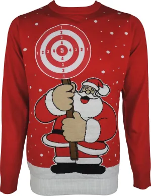 Christmas Target Santa Mens Christmas Jumper - Red