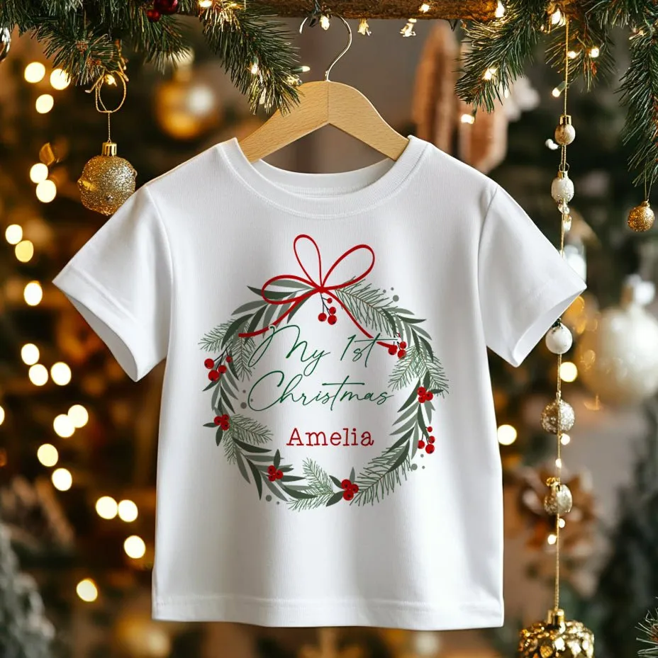 Christmas Wreath Personalised Toddler & Kids T Shirt