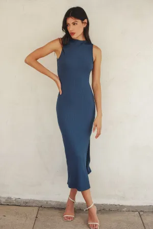 Cindy Mock Neck Midi Knit Slip Dress
