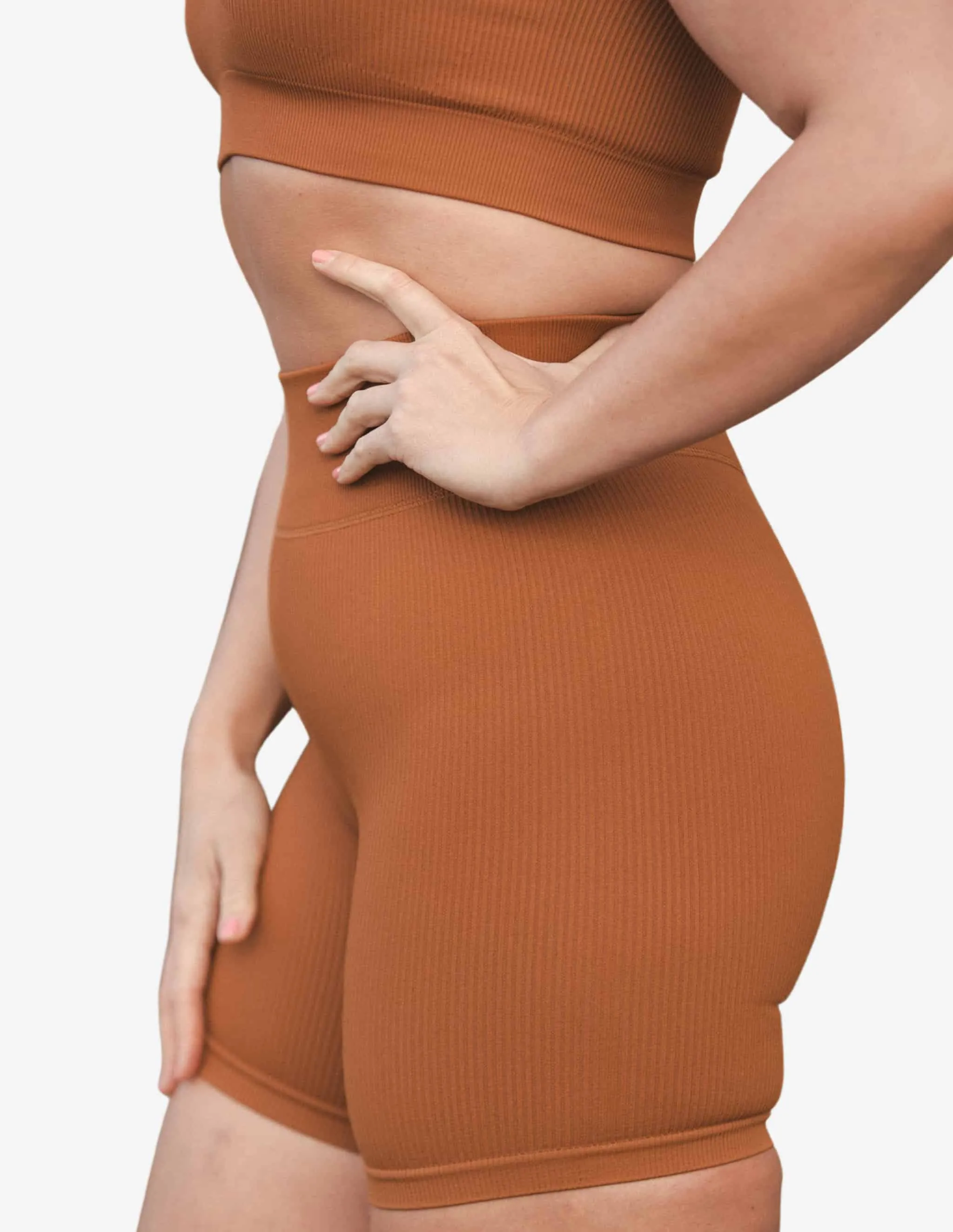 Clay Ribbed Seamless Biker Shorts