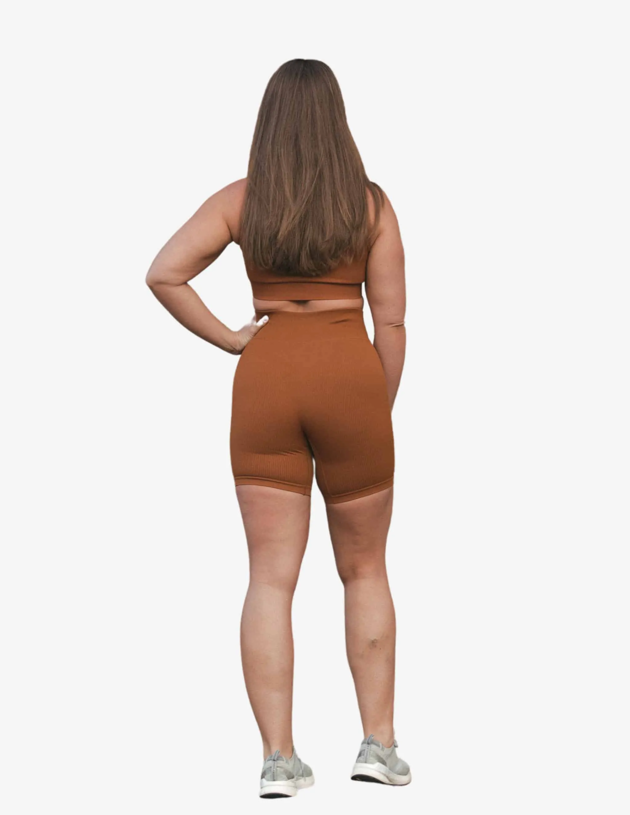Clay Ribbed Seamless Biker Shorts