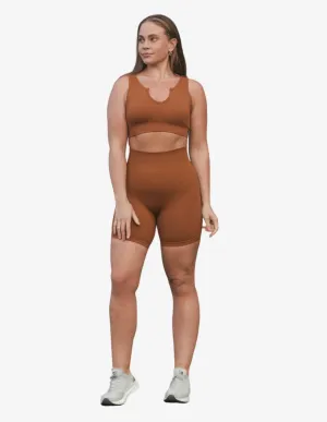 Clay Ribbed Seamless Biker Shorts