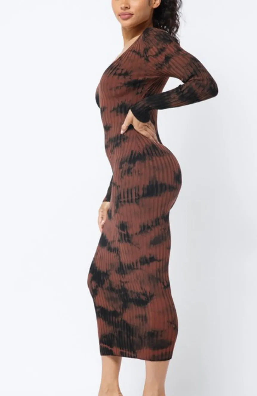 CoCo Ribbed Tie-dye Sweater Dress