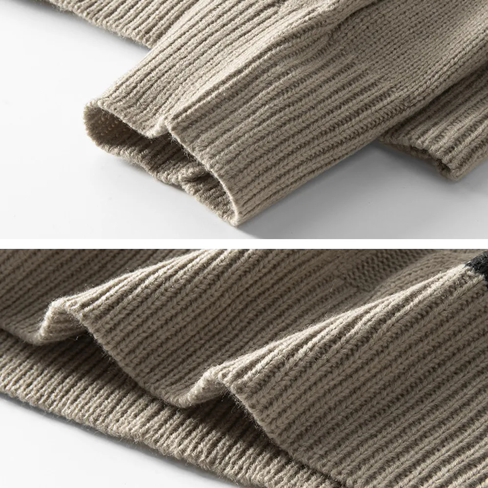 College Style Splicing Color Sweater
