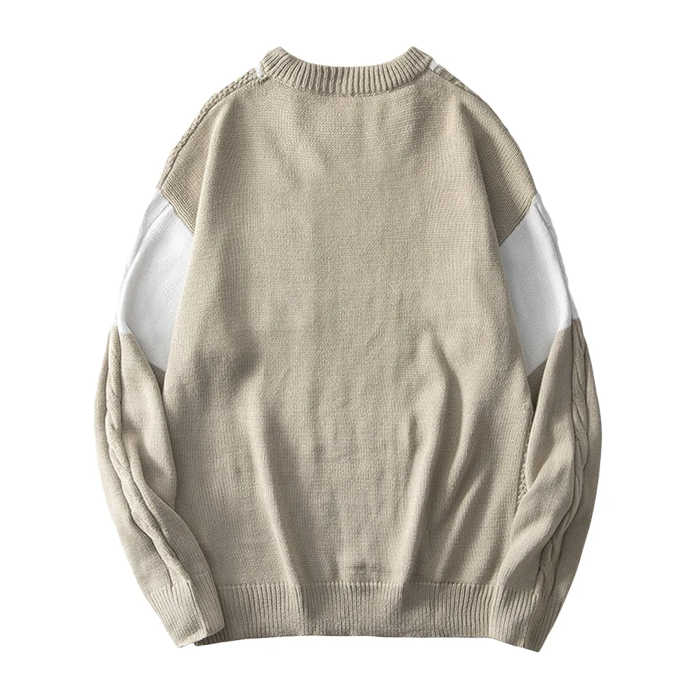 College Style Splicing Color Sweater