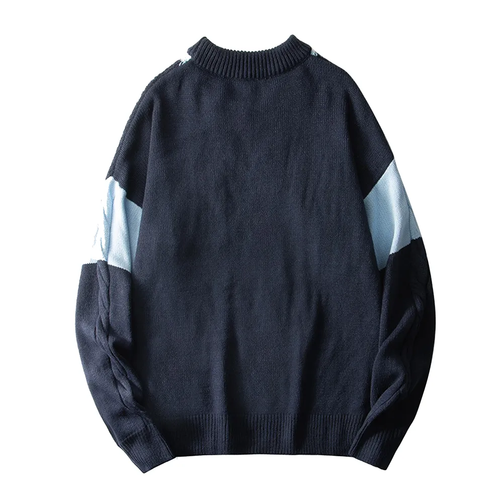 College Style Splicing Color Sweater