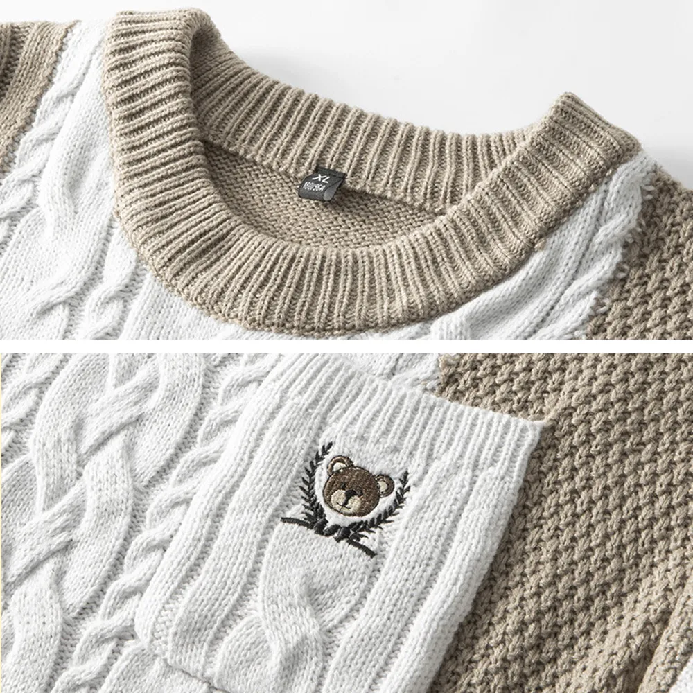 College Style Splicing Color Sweater