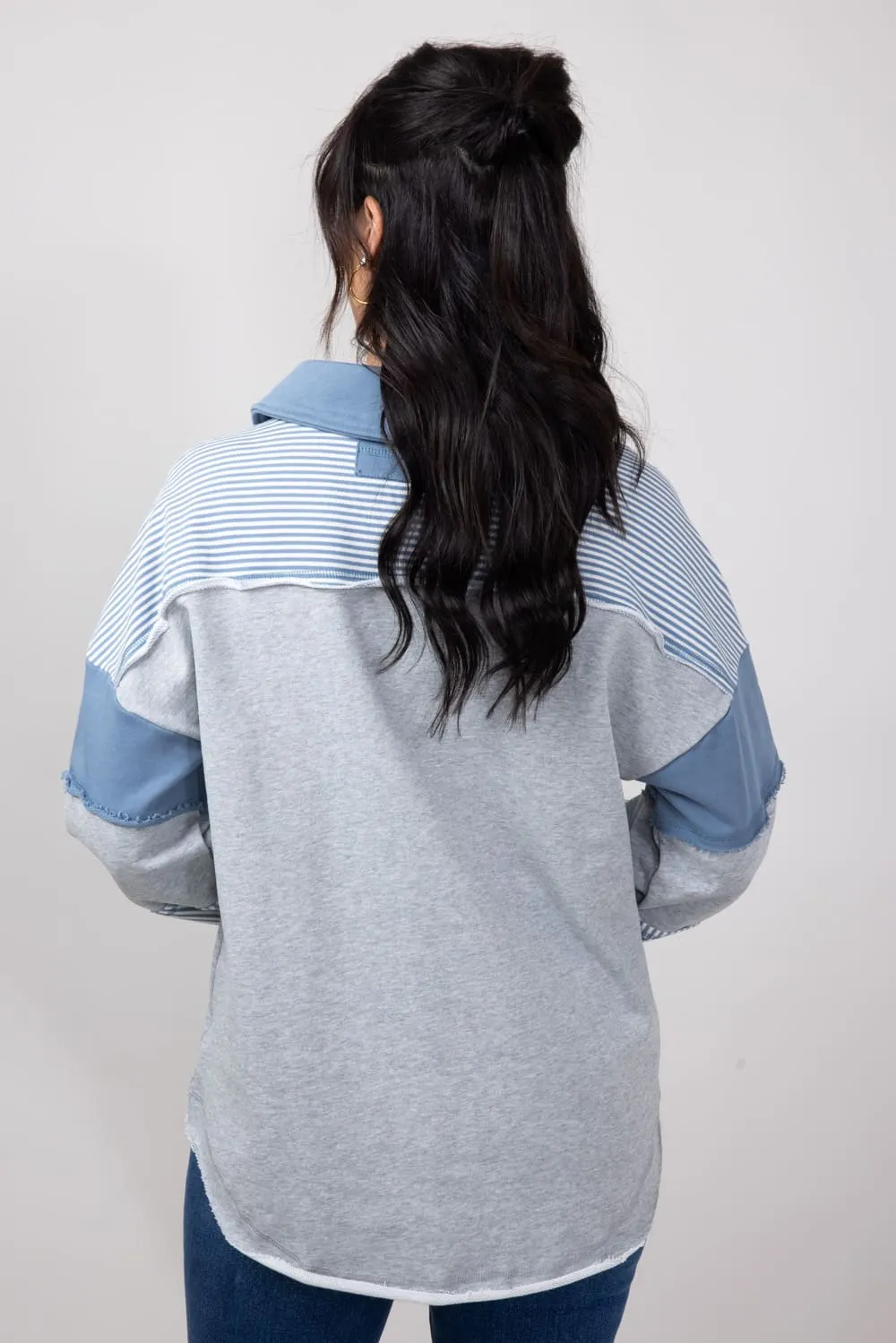 Color Block Oversized Knit Top for Women in Heather Grey | NT11851-HGREY