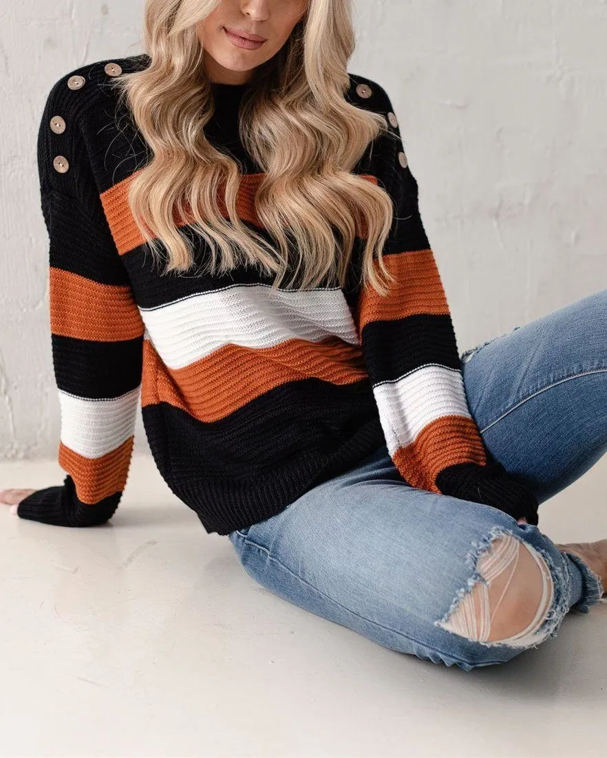 Colorblock Striped Knit Sweater