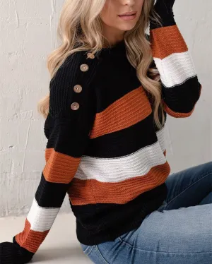 Colorblock Striped Knit Sweater