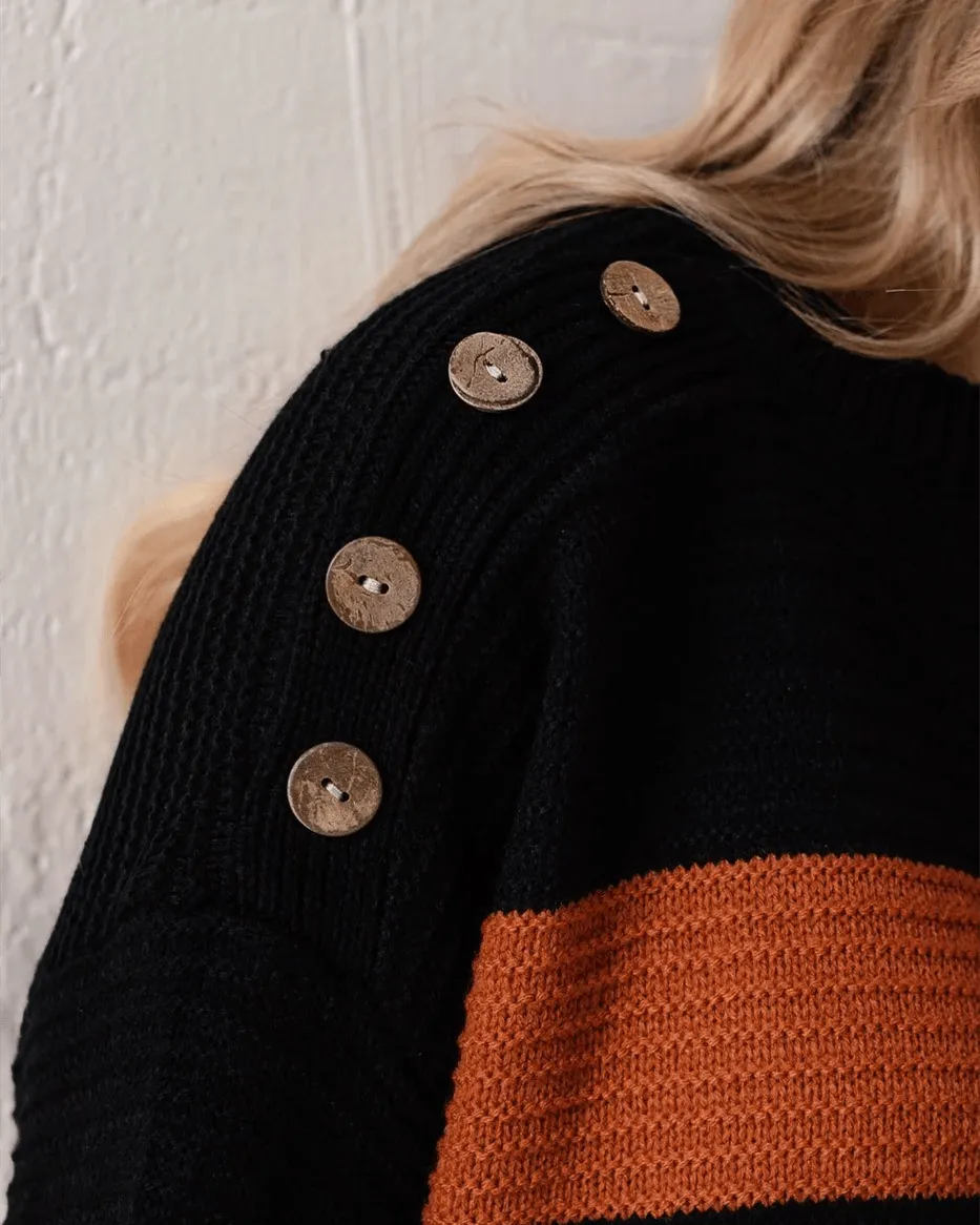 Colorblock Striped Knit Sweater