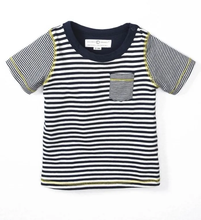 Colored Organics Short Sleeve Everest Tee Shirt (Anchor Stripe)