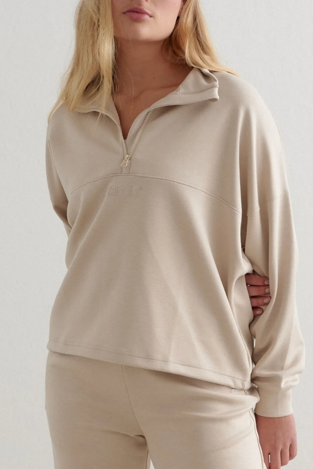 Comfy Modal Half Zip | Cafe Au Lait