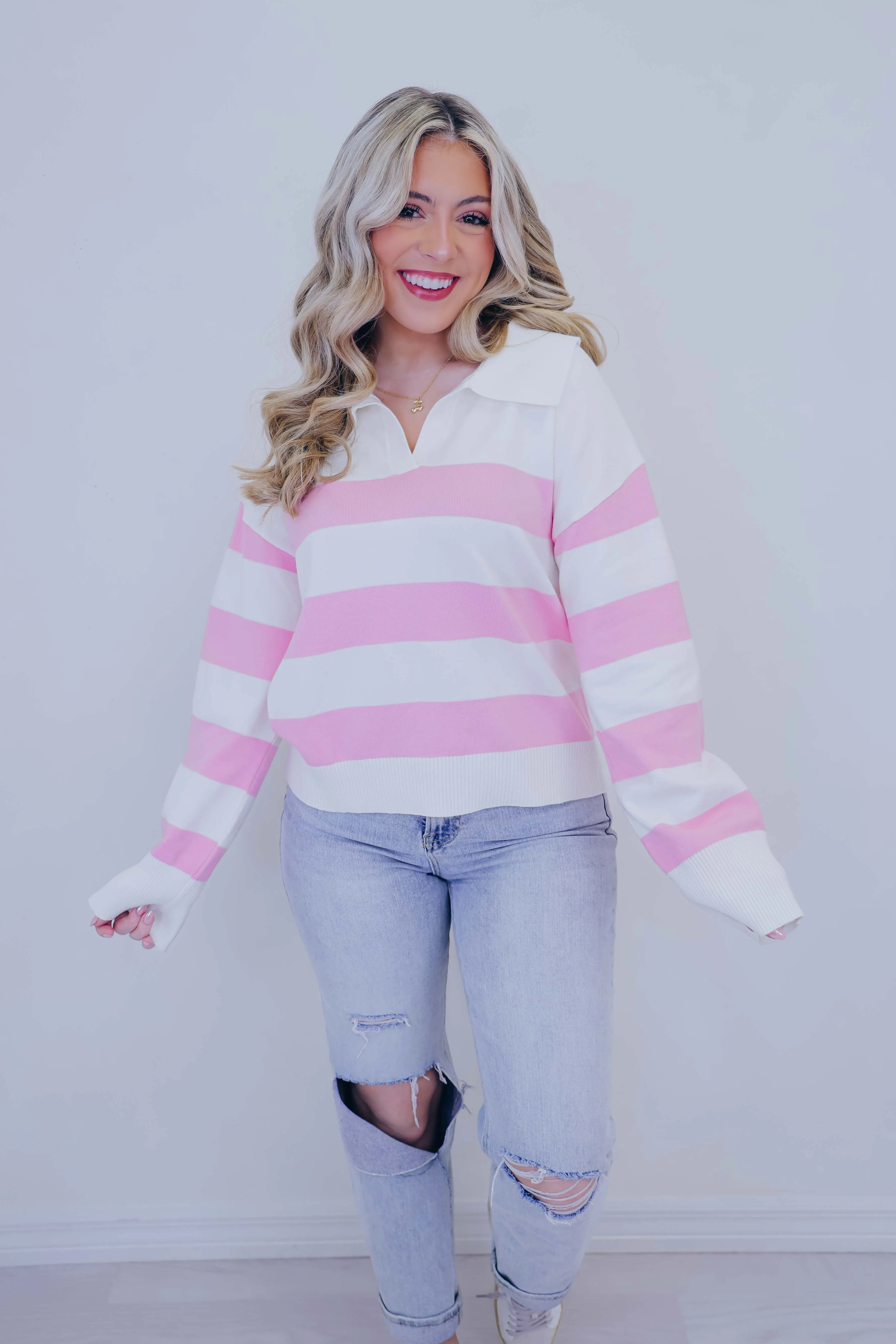 Compton Collard Striped Sweater