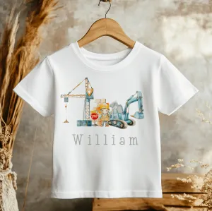 Construction Builder Theme Personalised Toddler & Kids T Shirt