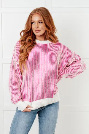 Contrast Trim Sweater in Pink
