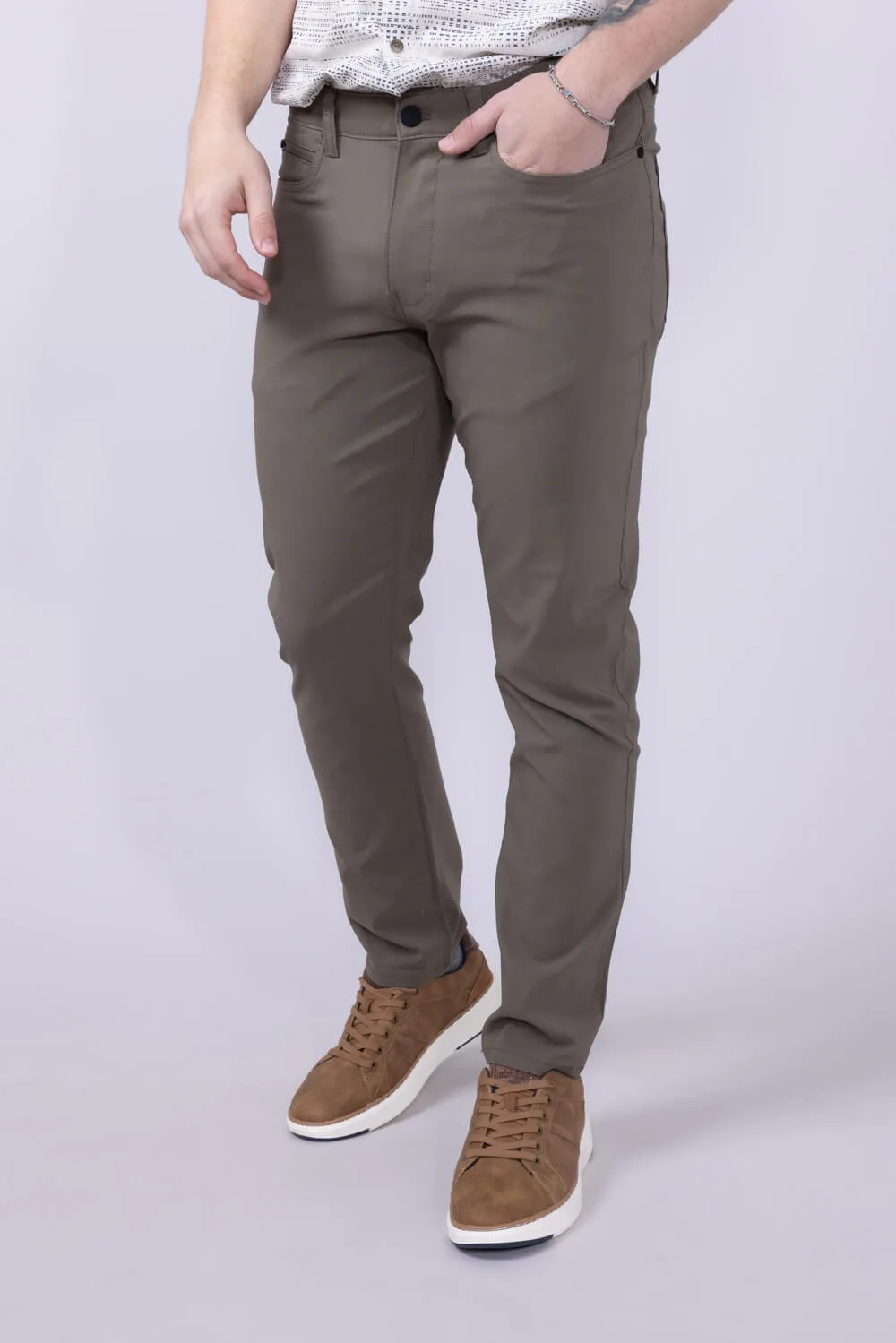Copper & Oak Faille 5 Pocket Pants for Men in Green Mushroom | K5S901-239-MUSHROOM