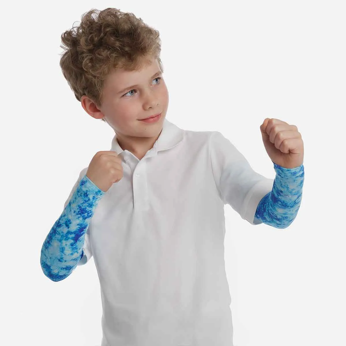 Coral Blue Tie-Dye Kids Arm Sleeves