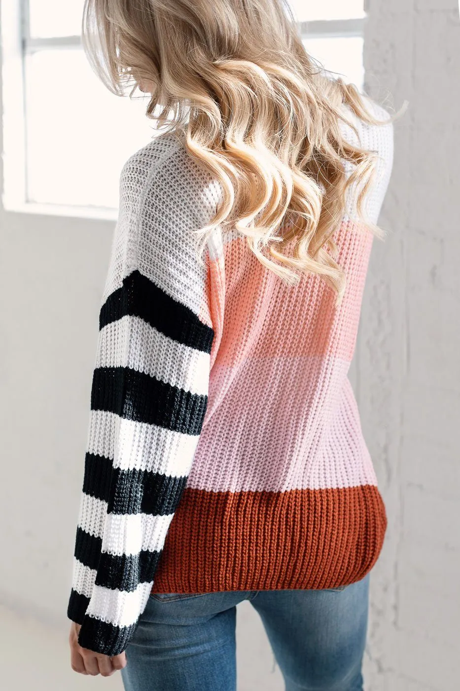 Corrin Blush Colorblock Knit Sweater
