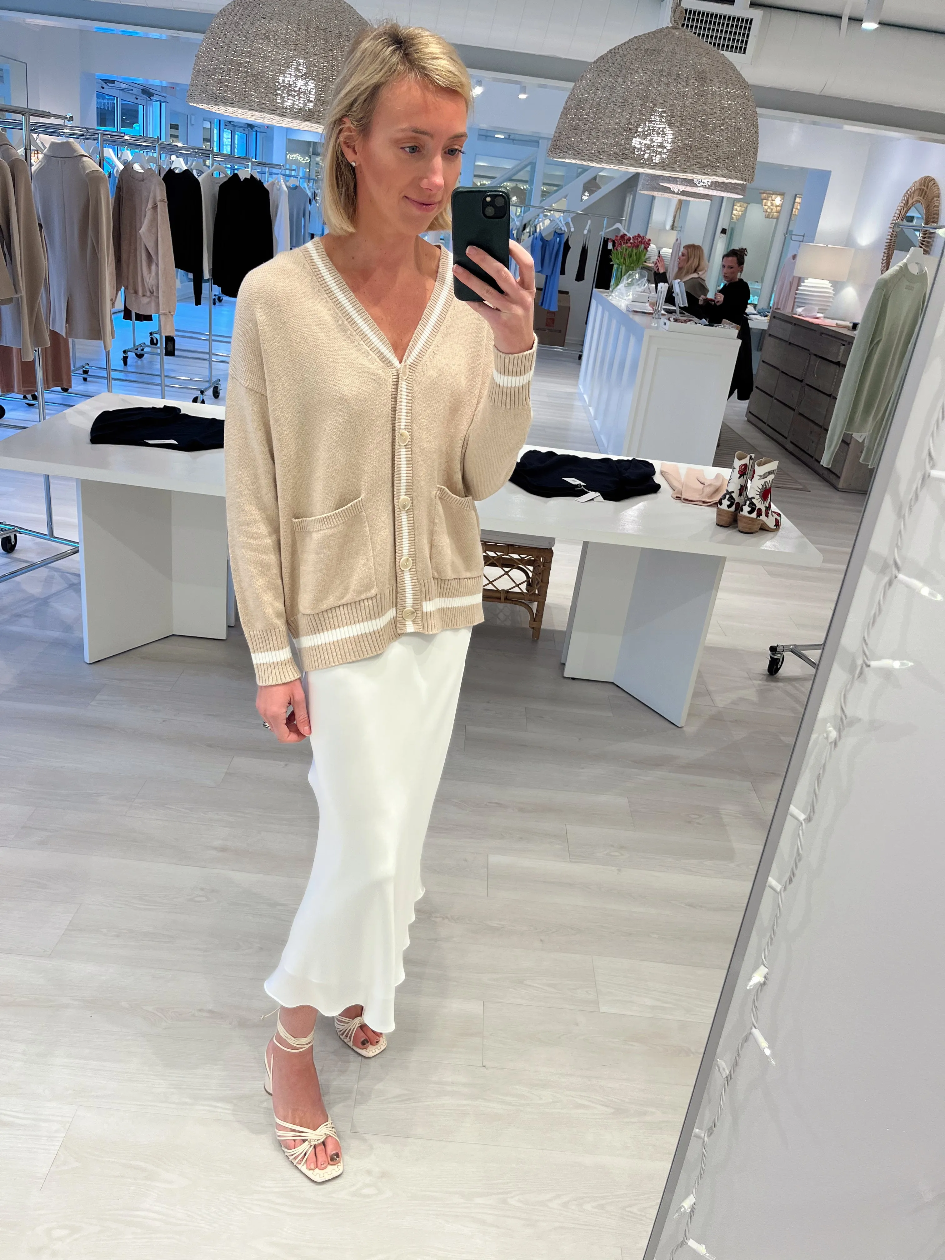 Cotton Cashmere Oversized Cardi with Tipping