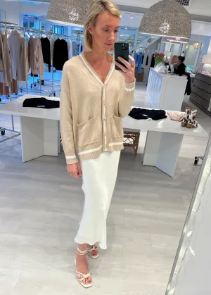 Cotton Cashmere Oversized Cardi with Tipping