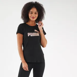 Cotton Fitness T-Shirt Essentials  - Black with Metallic Gold Logo