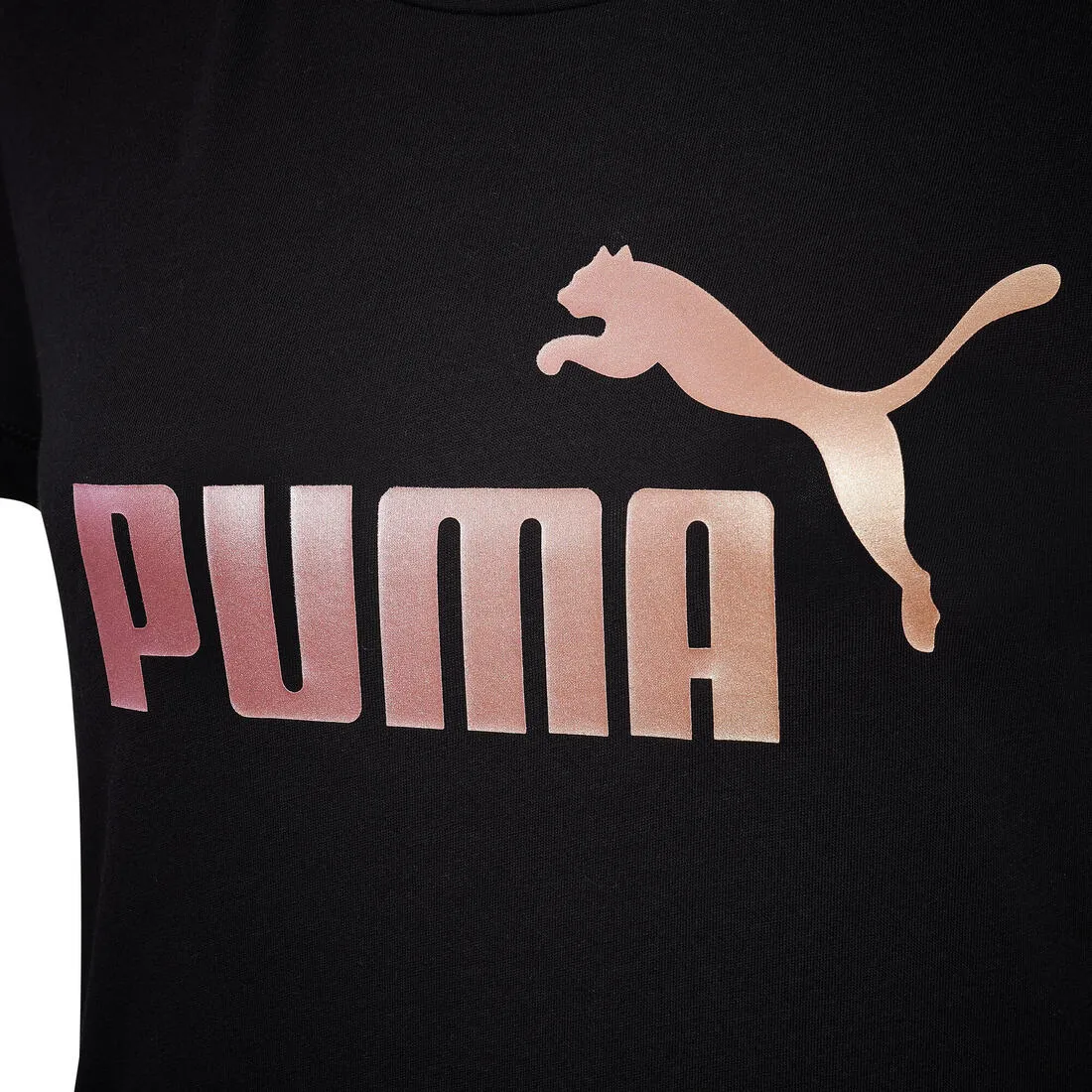 Cotton Fitness T-Shirt Essentials  - Black with Metallic Gold Logo